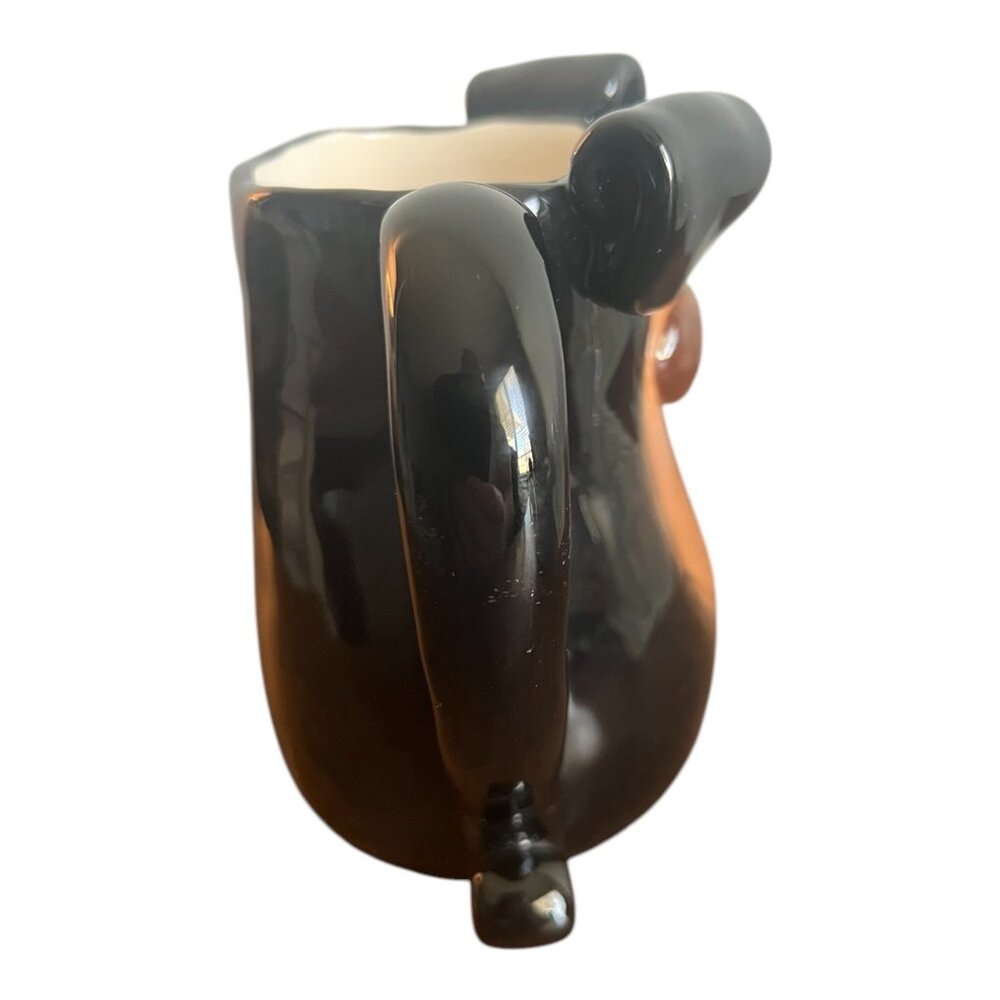 Douglas Russ Berrie Black & Brown 3D Dog Face Ceramic Coffee Mug 5" Tall - Picture 3 of 7